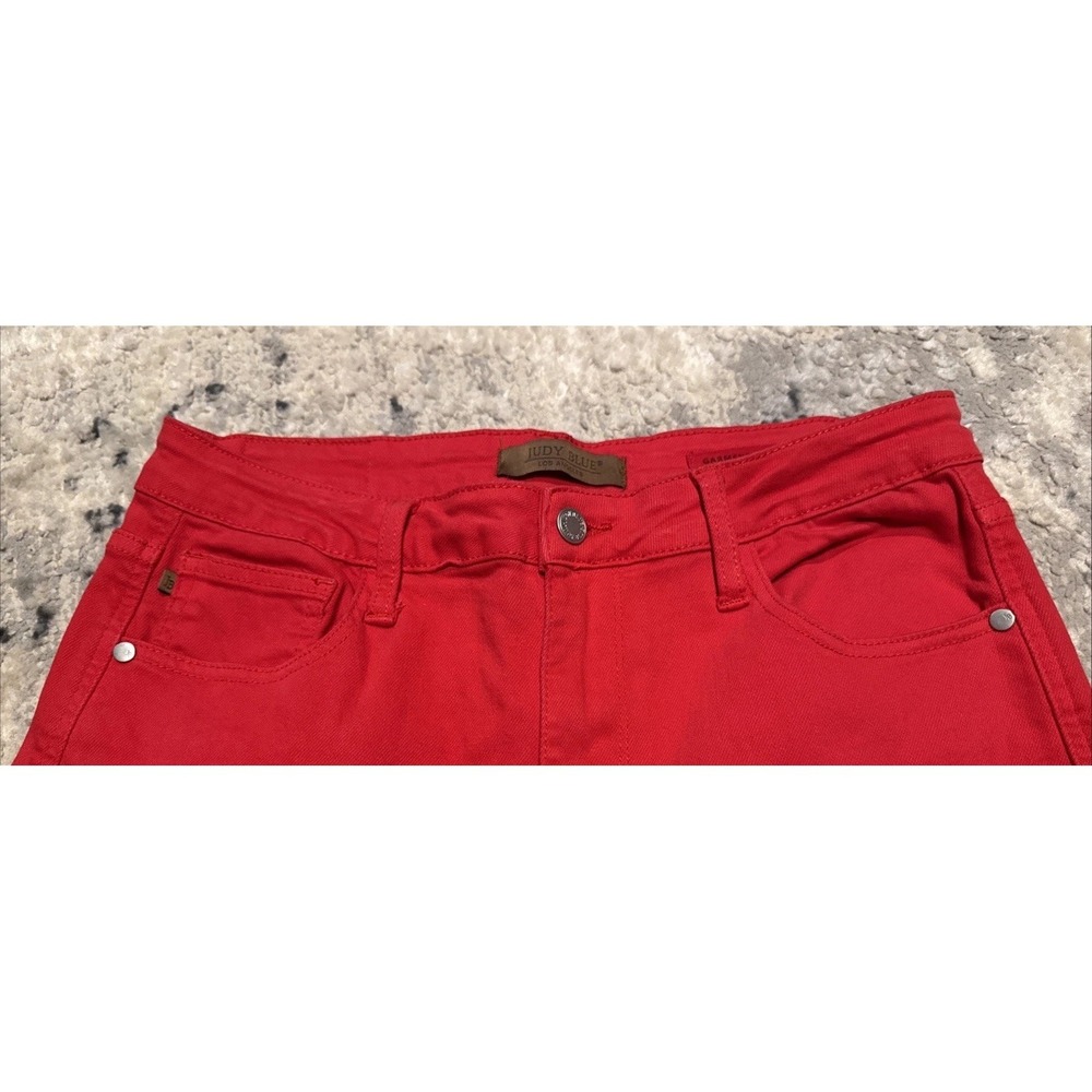 Judy Blue Red Garment Dyed Denim Jeans High Waist Womens Sz 11  / 30 - Picture 2 of 6